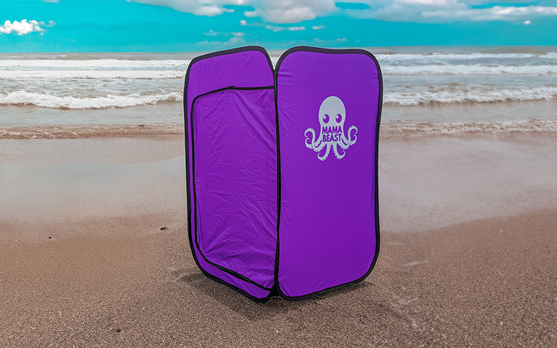 Mama Beast pop-up tent for private kids swimsuit changes at the beach