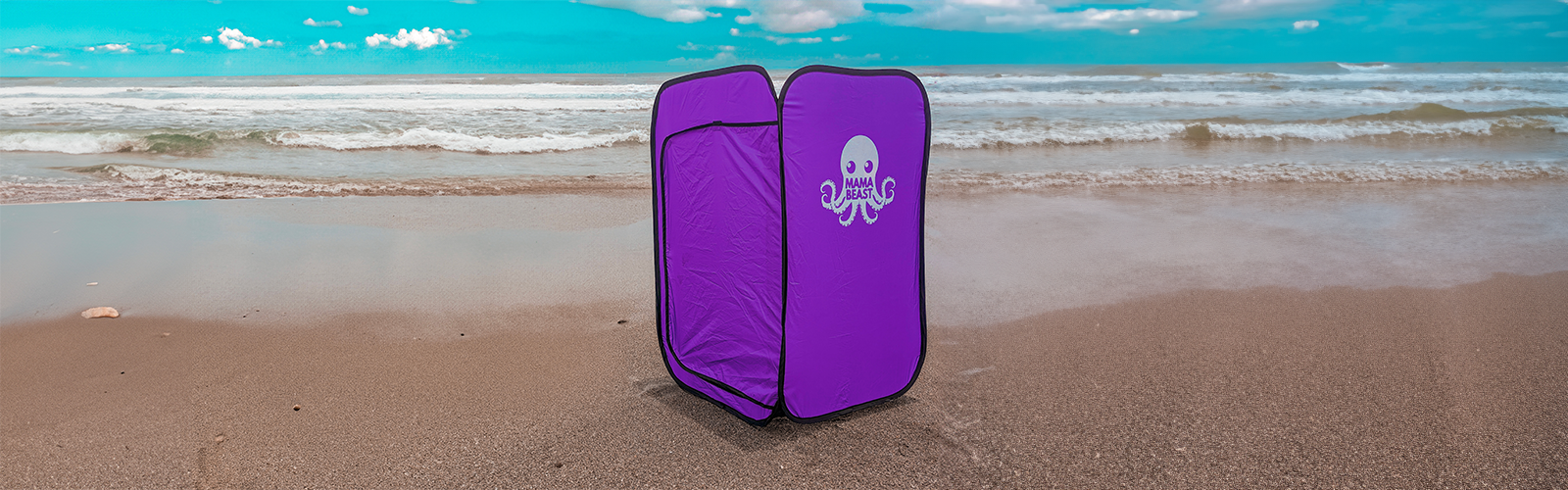 Mama Beast tent fully opened at the beach